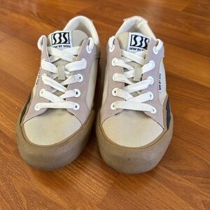 Sew By Sou Skate Board Sneakers in Color Cream/Beige/Brown Size US 10